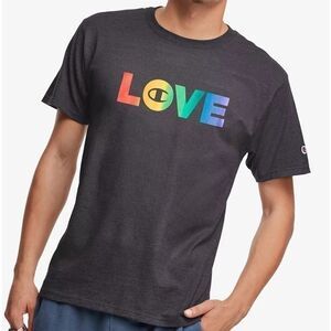 Champion Men's Rainbow Love Jersey Graphic T-Shirt Gray Size Medium
